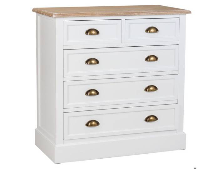 Commode en bois avec 5 tiroirs blanc 80x40x80.5h