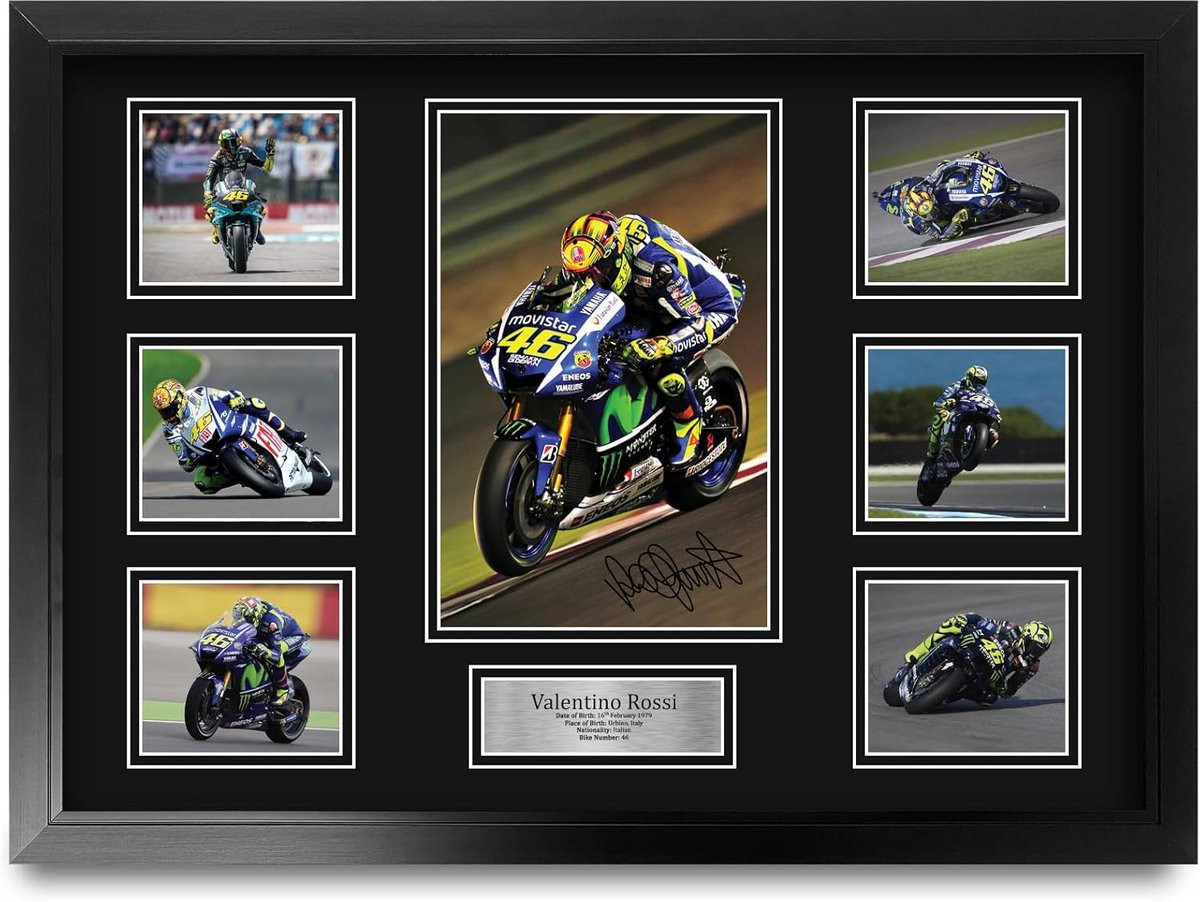 Ingelijste MotoGP Racewindruk met Gedrukte Handtekening - A2 Wanddecoratie