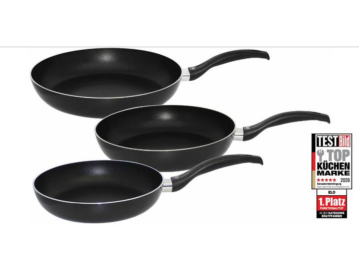 Pfannen-Set ELO Ducto 3 teilig , schwarz, H:4,5cm Ø:20cm, Pfannen, Pfannen-Set, Induktion