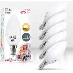 B.K.LICHT LED-Leuchtmittel, Energieeffizienz: F (A-G), weiß, L:10cm Ø:3,7cm, Leuchtmittel, LED-Lampe Glühbirne 5 Watt 470 Lumen 3.000 Kelvin Energiesparlampe