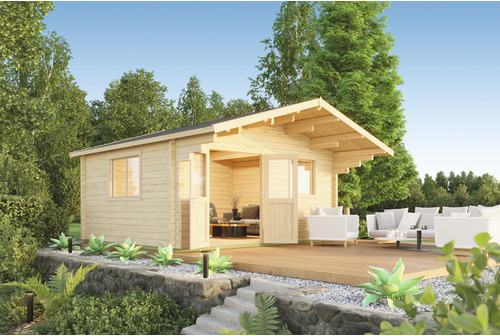 Gartenhaus Outdoor Life Zanzibar 1 inkl. Fußboden 535 x 560 cm natur