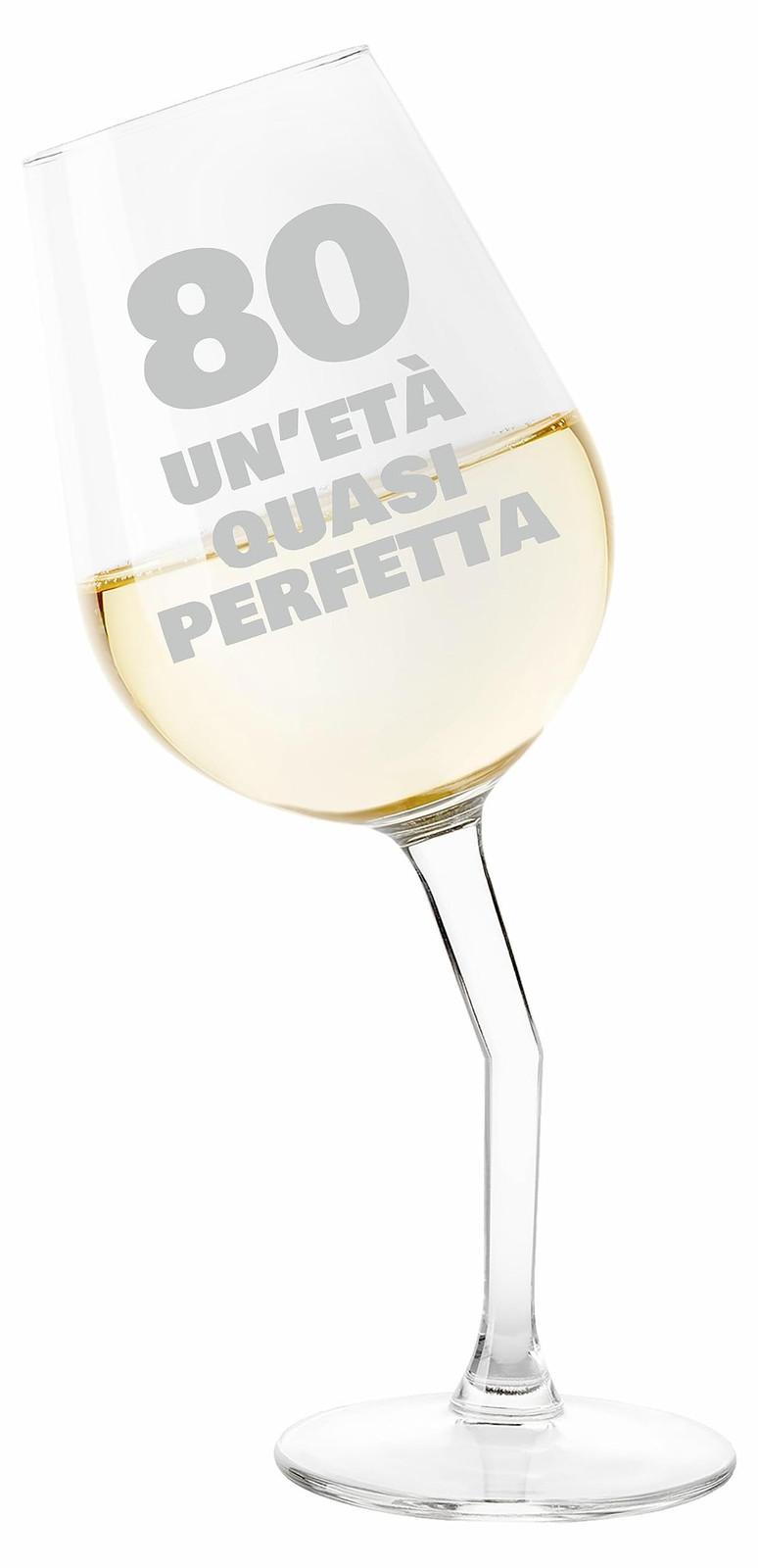 Gegraveerd gebogen wijnglas Dripio 50 cl voor een 80e verjaardag