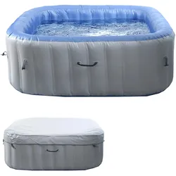 Whirlpool HWC-N97, Ersatz-Pool 6 Personen, In-/Outdoor aufblasbar PVC laminiert, eckig 198cm, grau-blau