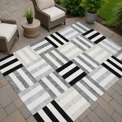 Addison Rugs Machine Washable Indoor/ Outdoor Modern Hatch Chantille Rug