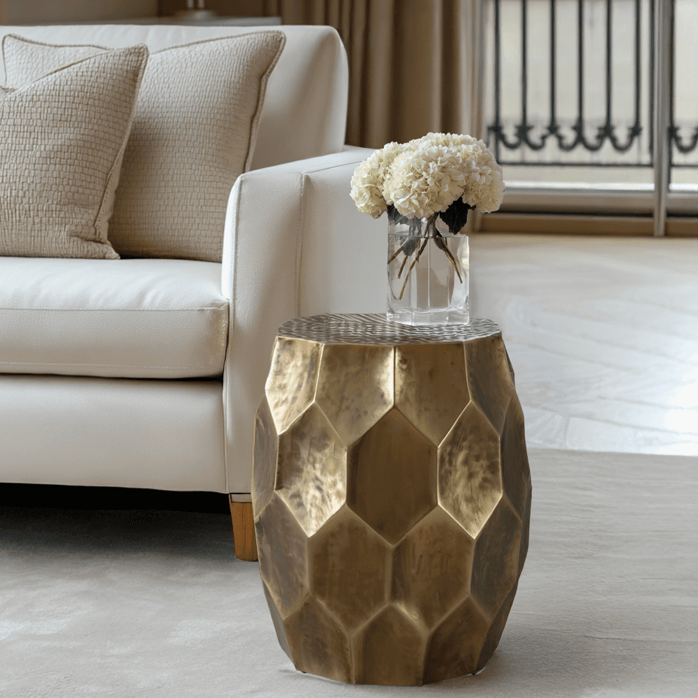 Cora Antique Gold Round Side Table