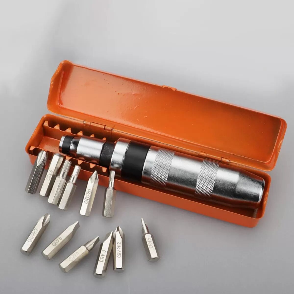 INF Set de tournevis à percussion industriel 14 pièces - acier chrome-vanadium, réversible, compatible avec douilles,