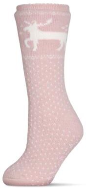 Plus Size Women's Women's Pretty Prancer Polka Dot Plush Lined Slippers Socks by MeMoi in Pink (Size 9-11)