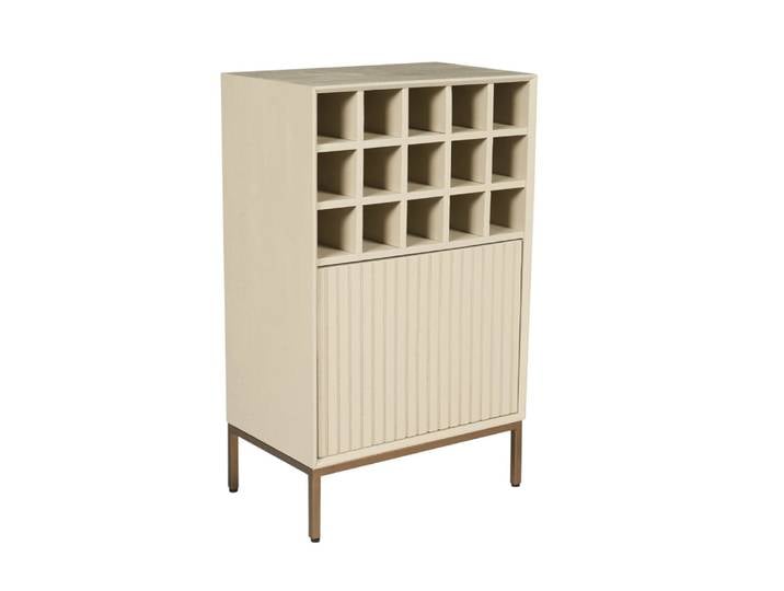 Meuble casier à bouteilles en bois beige 1 porte