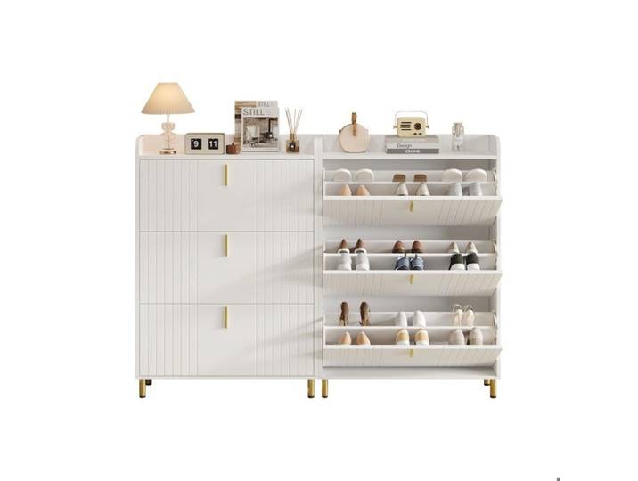 Lot de 2 Meuble chaussures - Armoire Rangement Grande Capacité 36 Paires - Meuble d Entrée Couloir - Blanc