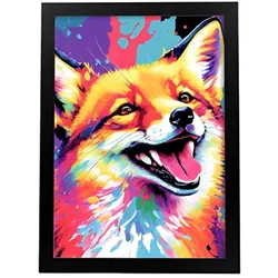 POSTER Fuchs Im Vollfarb Portrait Stil. A3 Rahmenlos