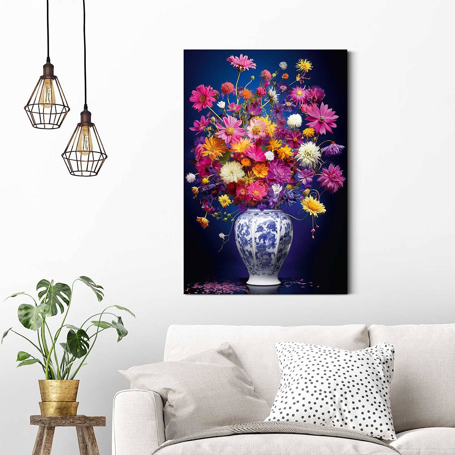 home24 Delft Flowers Wanddecoratie Multicolour B: 90 cm, H: 60 cm, D: 2 cm