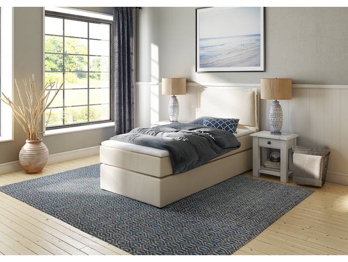 Boxspringbett HOME AFFAIRE Lysann , beige, B:107cm L:215cm, Komplettbetten, Boxspringbett, 5fach verstellbares Kopfteil, in 4 Breiten, 3 Matratzenarten