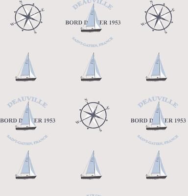 Galerie Wallcoverings Deauville 2 Boat Motif Non-woven Matte Wallpaper Roll