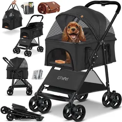 Lovpet Hundewagen 2in1 Hundebuggy Hundebox Transporttasche Faltbar (Hund, Katze, Atmungsaktiv, Faltbar), Tiertransport