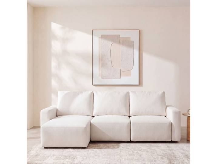 Canapé d'angle gauche 4/5 places beige