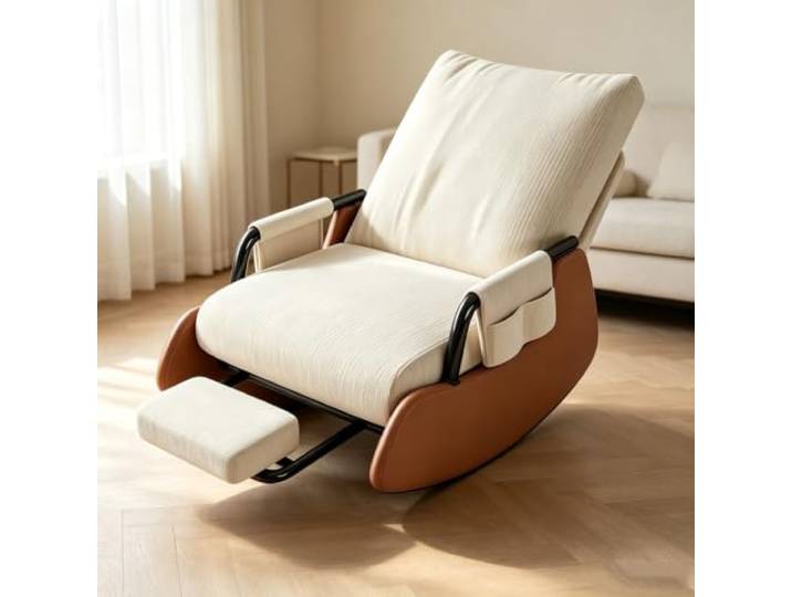 LCNDKF Lounge Schaukelstuhl für Lesen und Entspannung Schaukelnder Komfortsessel mit tiefer Sitzfläche 60x60cm und Rückenunterstützung für Lesestunden.
