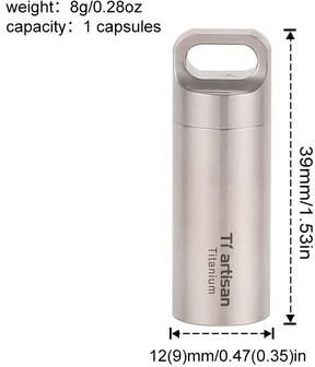 Uplifted Goods Titanium Waterproof Mini Pill Bottle For EDC Home And Outdoors polished S