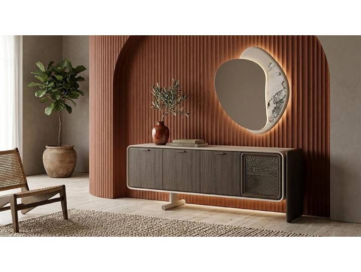 JVmoebel Sideboard Konsole Spiegel Wohnzimmer Stil modern schwarz komfortabel (2 St., 2-tlg)