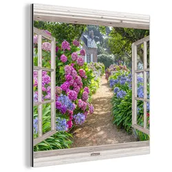 METALLBILD Hortensie - Durchsichtig - Blumen - Sommer - Lila - Weg 20x20 cm