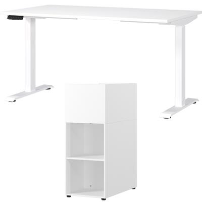 Büromöbel-Set GERMANIA "Mailand", weiß, Schreibtisch Breite 140cm Holzwerkstoff Metall, Holzwerkstoff, Metall, Arbeitsmöbel-Sets, Büromöbel-Set, inkl. Schreibtisch und Raumteiler