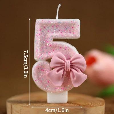 Inspired Living Pink Glitter Number Birthday Candle 3D Cake Topper Candle For Birthday Cakes 0 To 9 5