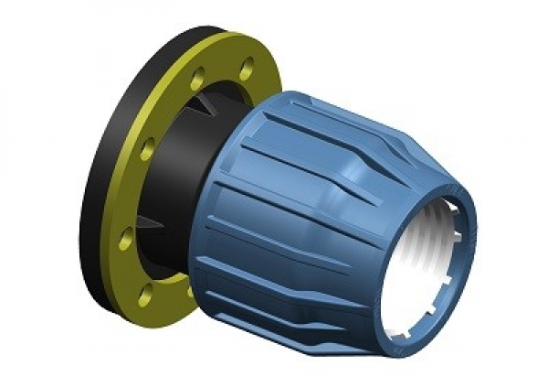 PE / PP Kupplung mit Flansch Klemmverschraubung x Flansch PN16 (Kupplung mit Flansch PN16 für Pe-Rohr: Kupplung mit Flansche DN100 x 110mm PN16) 10-F01-KFP6DN100110