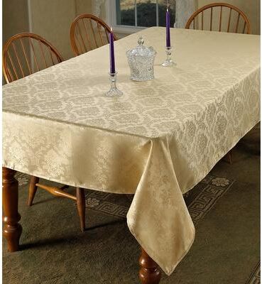 Violet Linen European Damask Pattern Tablecloth