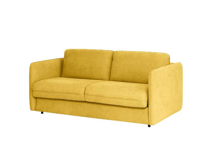 Schlafsofa KAYLA mit Matratze Gelb/Senfgelb Microfaser Sole 194 x 86 x 104cm Skandi