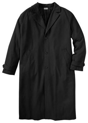 Men's Big & Tall Wool-Blend Long Overcoat by KingSize in Black (Size 2XL)