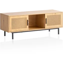 LOWBOARD Eiche-Dekor Zeitloser Stil 120x45,5x40 cm mit Wiener Geflecht und Schiebetüren
