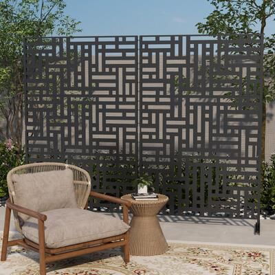 Lumibee Outdoor Pattern Privacy Metal Screen Patio Garden Fence Panel