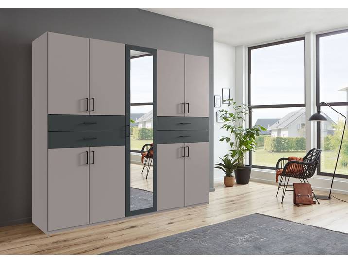 Drehtürenschrank Taiga 225cm Grau/Saharagrau/Graphit