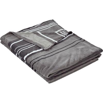 Wohndecke OTTO HOME "Kelian", grau (dunkelgrau, grau), B:210cm L:280cm, Polyester, Wohndecken, Wohndecke, mit Streifen, XXL Wohndecke 210x280,weich und anschmiegsam