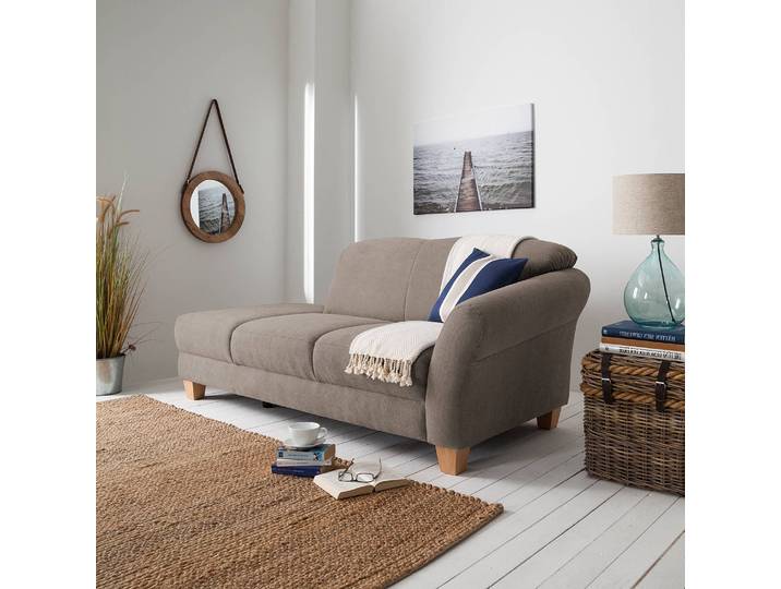 Recamiere Webstoff Braun/Cubanit Webstoff 194 x 84 x 91cm Armlehne davorstehend rechts Natur