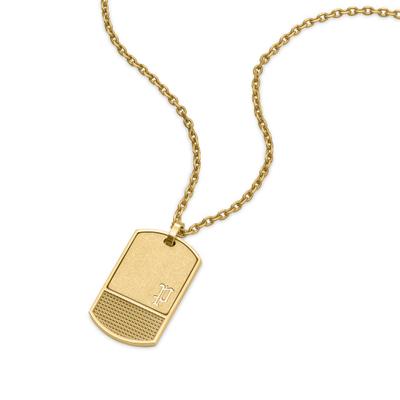 Kette mit Anhänger POLICE "Identity Dog Tag", gold (gelbgoldfarben), Halsketten, Herren, Edelstahl, L: 55 B: 2,5mm, B:2,5mm