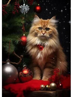 Inspired Finds Classic Santa Claus Christmas Canvas Wall Art Festive Holiday Poster Decor 7.87x11.81in christmas Cat Charm