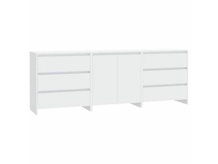 Fisinber 3-TLG. Sideboard Set in Weiß, Kommode aus Holzwerkstoff Vielseitiges 3er Set Beistellschränke für Wohnzimmer und Flur mit geräumigen Schubladen sowie praktischen Türen.