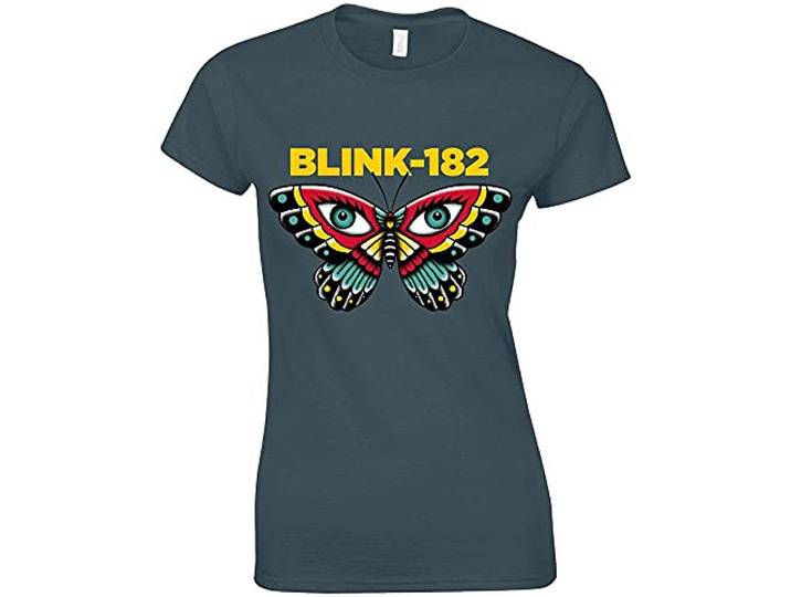 Blink Blink-182 Dames 182 Butterfly Heather T-Shirt Marine, blauw, XL