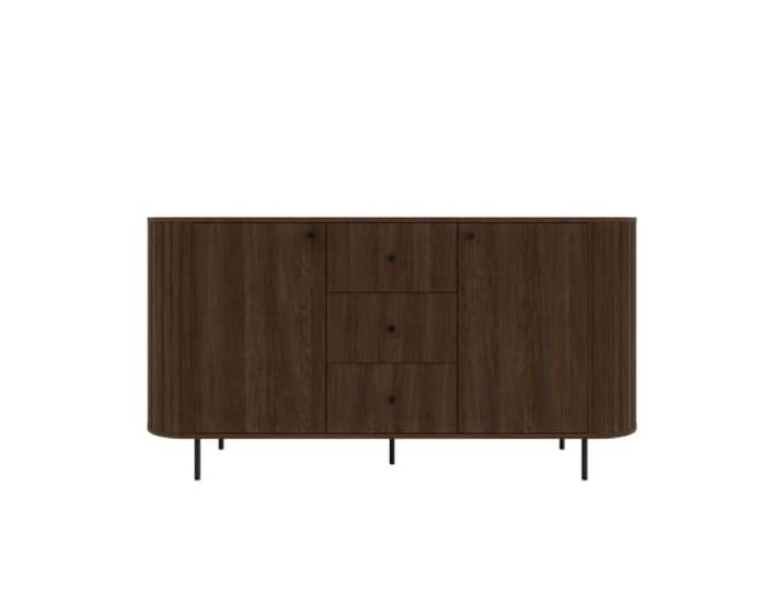 Margaret Hadas24 Olivia Kommode 165 cm Eiche Dunin Moderne Sideboard Kommode mit 2 Türen, 3 Schubladen und geriffeltem Design