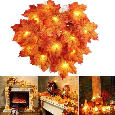 Inspired Finds LED Maple Leaf String Lights 2M 3M 6M Artificial Leaf Garland Lantern For Christmas, Halloween & Home Party Decor 1 2m 10led usb