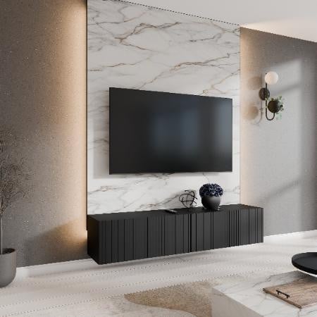 Margaret Hadas TV-meubel Mio - Modern zwart tv-kast voor wandmontage - 200 cm