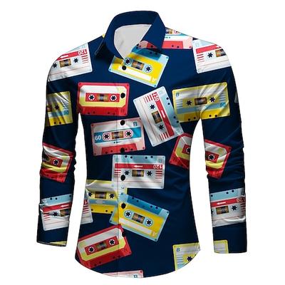 Retro Vintage Retro Vintage 1970er 1980er Hemd Hippie Herren Disco Party Casual Alltagshemd