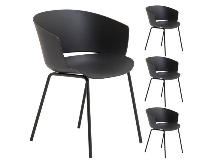 GARTENSTÜHLE NIVEL 4er-Set schwarz