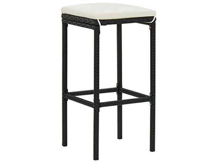 Barhocker, Polyratan, Schwarz, mit Kissen, 3-teilig, Stahlrahmen Polyrattan, wetterfest, Bezug aus Polyester, waschbar, mit Reißverschluss, bequeme Fußstütze, für Restaurants und Wohnzimmer