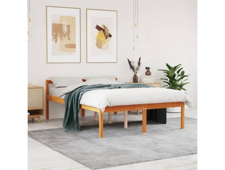 Lit pour personne âgée - OMABETA - CWT11353 - Bois de pin massif - 140x190cm - Marron cire