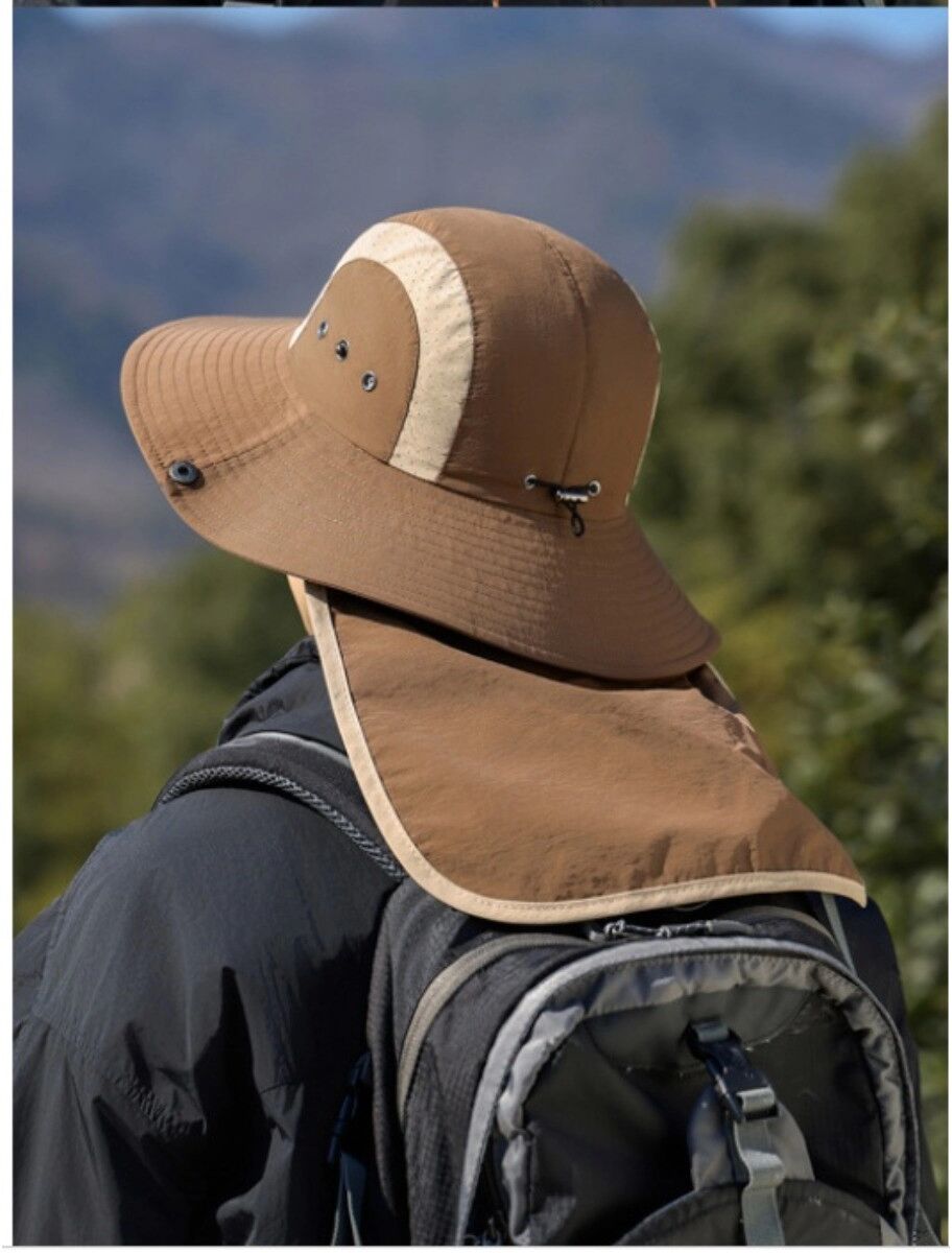 INF Outdoor-Kletter-Sonnenhut mit breiter Krempe – UV-Schutz, Polyester-Baumwolle, atmungsaktiv und leicht Kaffee