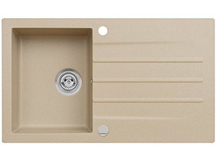 Axigran Granitspüle Mojito 100 Küchenspüle Axis Beige Einbauspüle 50er Unterschrank Spülbecken Siphon, Exzenterbedienung, Ausschnittschablone 86x50 cm Granit
