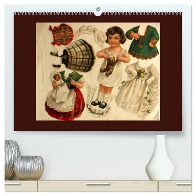 Alte europäische Ankleidepuppen aus Papier (hochwertiger Premium Wandkalender 2027 DIN A2 quer), Kunstdruck in Hochglanz