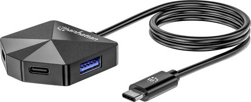Manhattan 181150 USB-Hub 2+2 Port USB-C, USB-A USB 3.0 5 GBit/s mit USB-C Stecker Schwarz 4-Port USB 3.0 Type-C / Type-A Combo