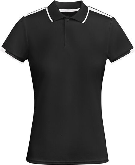 Polo technique ajusté bicolore personnalisé Tamil Woman noir/blanc XXL